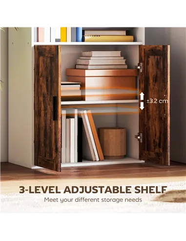 HOMCOM 5-Tier Bookcase with Adjustable Shelf - Rustic Brown