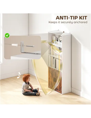 HOMCOM 5-Tier Bookcase with Adjustable Shelf - Rustic Brown