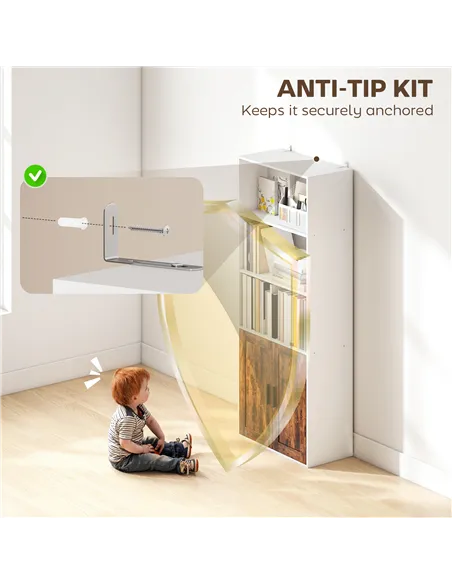 HOMCOM 5-Tier Bookcase with Adjustable Shelf - Rustic Brown