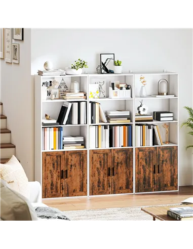 HOMCOM 5-Tier Bookcase with Adjustable Shelf - Rustic Brown