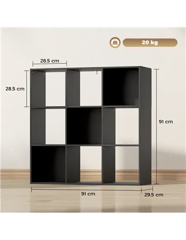 HOMCOM Nine-Cube Storage Shelf - Black