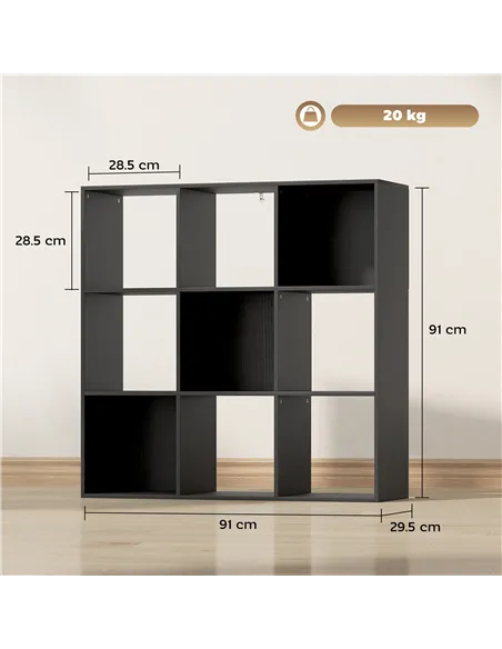 HOMCOM Nine-Cube Storage Shelf - Black