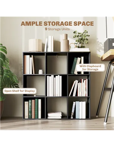 HOMCOM Nine-Cube Storage Shelf - Black