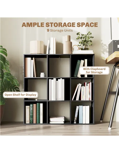 HOMCOM Nine-Cube Storage Shelf - Black