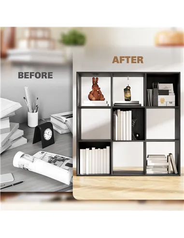 HOMCOM Nine-Cube Storage Shelf - Black