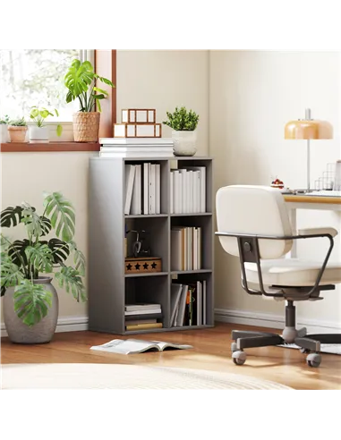 HOMCOM 6-Cube Bookshelf - Light Grey
