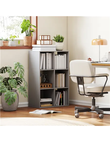 HOMCOM 6-Cube Bookshelf - Light Grey