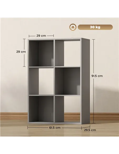 HOMCOM 6-Cube Bookshelf - Light Grey