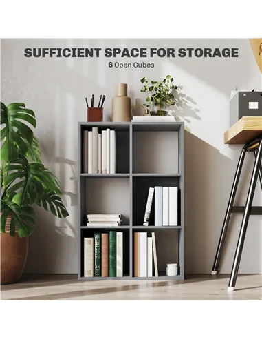 HOMCOM 6-Cube Bookshelf - Light Grey
