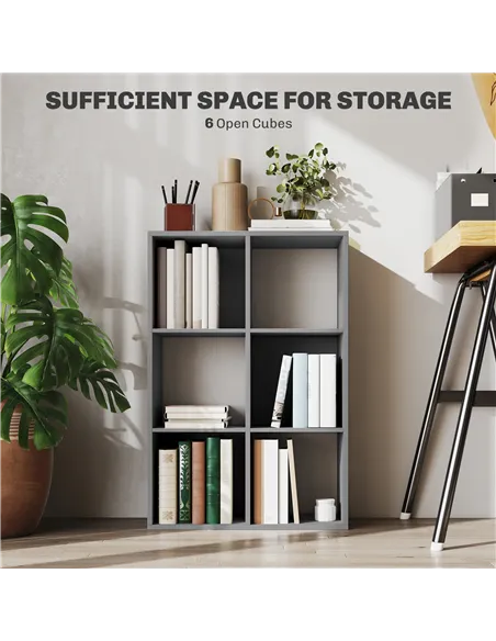 HOMCOM 6-Cube Bookshelf - Light Grey