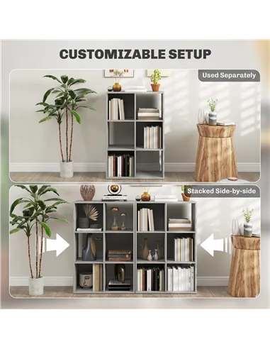 HOMCOM 6-Cube Bookshelf - Light Grey