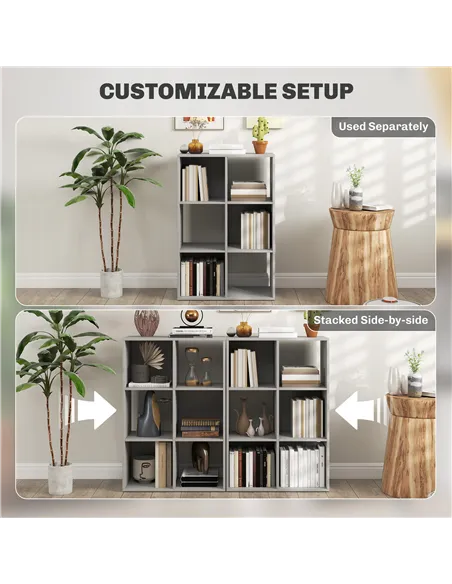 HOMCOM 6-Cube Bookshelf - Light Grey