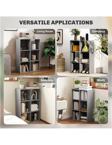 HOMCOM 6-Cube Bookshelf - Light Grey