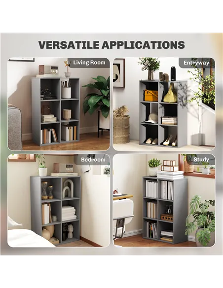 HOMCOM 6-Cube Bookshelf - Light Grey