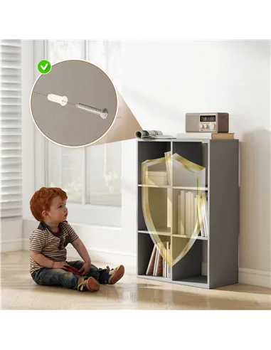 HOMCOM 6-Cube Bookshelf - Light Grey