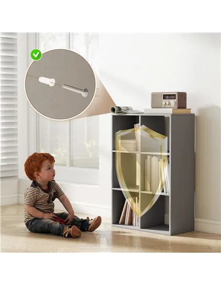 HOMCOM 6-Cube Bookshelf - Light Grey