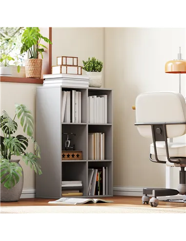 HOMCOM 6-Cube Bookshelf - Light Grey