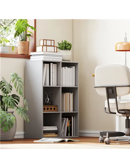 HOMCOM 6-Cube Bookshelf - Light Grey