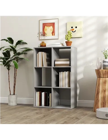 HOMCOM 6-Cube Bookshelf - Light Grey
