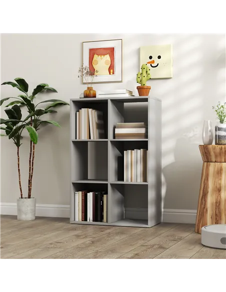 HOMCOM 6-Cube Bookshelf - Light Grey