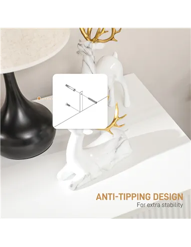 HOMCOM Set of 2 Elegant Chest of Three Drawers - White/Gold-Tone