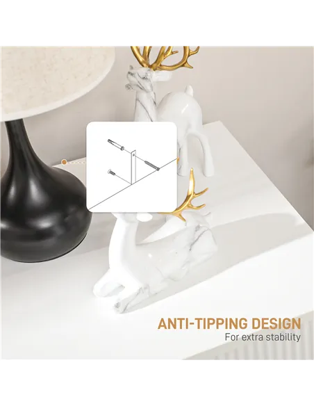 HOMCOM Set of 2 Elegant Chest of Three Drawers - White/Gold-Tone