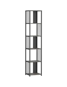 HOMCOM 5-Tier Bookshelf with Steel Frame - Grey