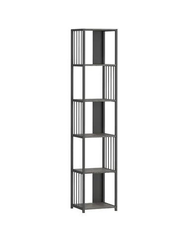 HOMCOM 5-Tier Bookshelf with Steel Frame - Grey