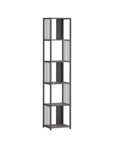 HOMCOM 5-Tier Bookshelf with Steel Frame - Grey