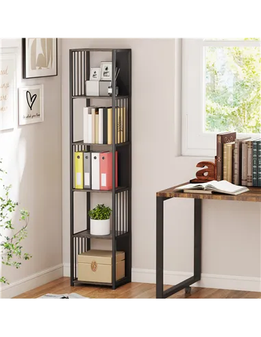 HOMCOM 5-Tier Bookshelf with Steel Frame - Grey