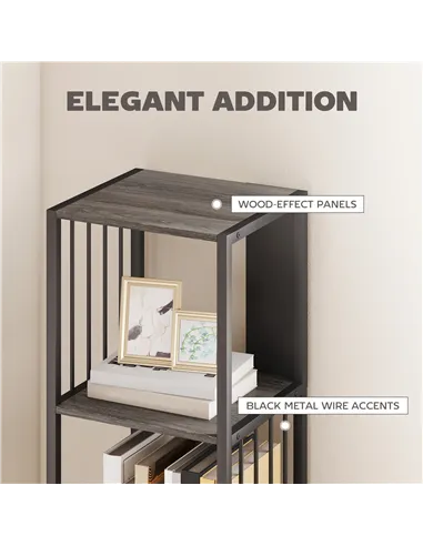 HOMCOM 5-Tier Bookshelf with Steel Frame - Grey