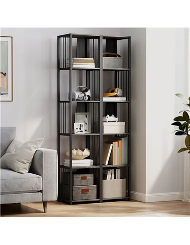HOMCOM 5-Tier Bookshelf with Steel Frame - Grey