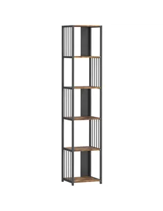 HOMCOM 5-Tier Bookshelf with Steel Frame - Rustic Brown