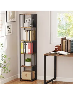 HOMCOM 5-Tier Bookshelf with Steel Frame - Rustic Brown 2