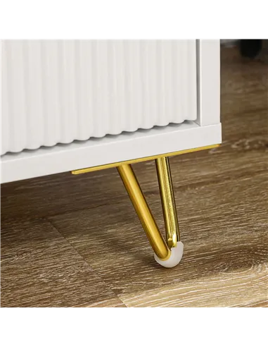 HOMCOM Set of 2 Elegant Chest of Three Drawers - White/Gold-Tone