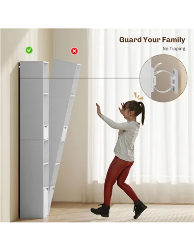 HOMCOM 6-Tier Bookcase, Tall Narrow Bookshelf with Drawer and Door - White