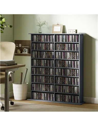 HOMCOM 16-Compartment Media Shelf - Grey