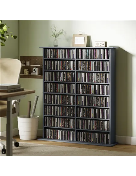 HOMCOM 16-Compartment Media Shelf - Grey