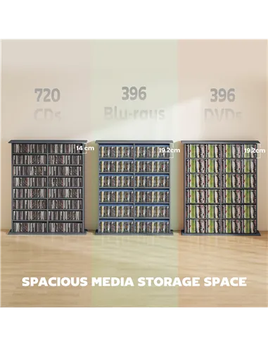 HOMCOM 16-Compartment Media Shelf - Grey