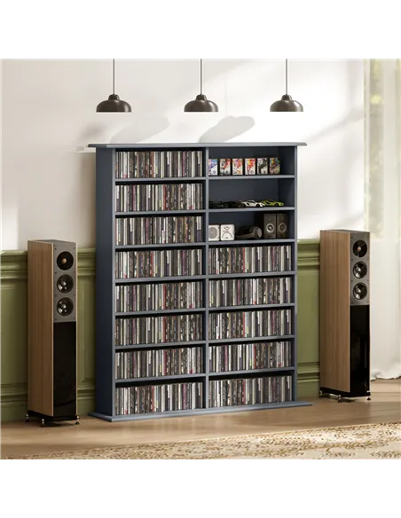 HOMCOM 16-Compartment Media Shelf - Grey