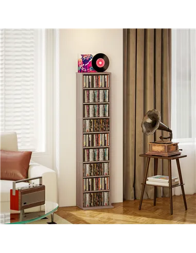 HOMCOM 260 Narrow CD Storage Unit - Natural Wood Finish