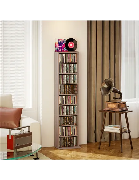 HOMCOM 260 Narrow CD Storage Unit - Natural Wood Finish