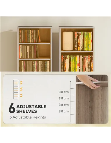 HOMCOM 260 Narrow CD Storage Unit - Natural Wood Finish