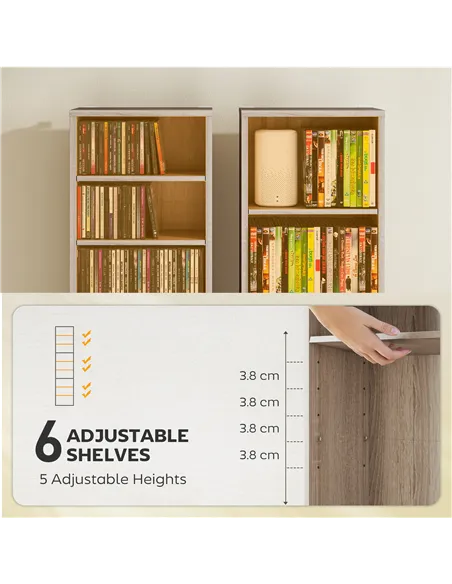 HOMCOM 260 Narrow CD Storage Unit - Natural Wood Finish