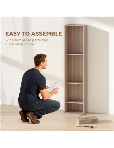 HOMCOM 260 Narrow CD Storage Unit - Natural Wood Finish