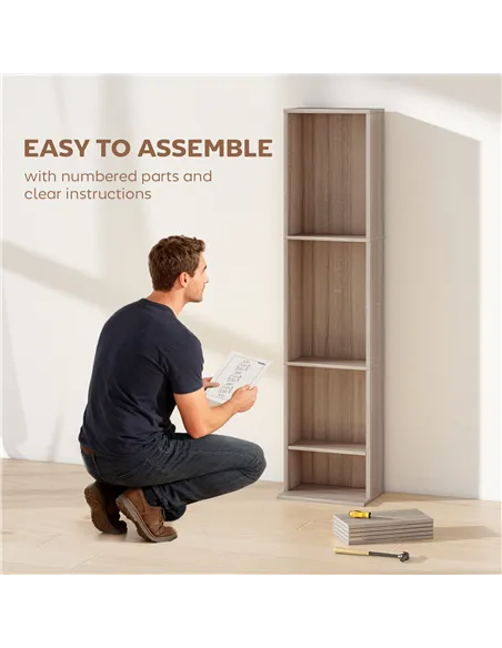 HOMCOM 260 Narrow CD Storage Unit - Natural Wood Finish