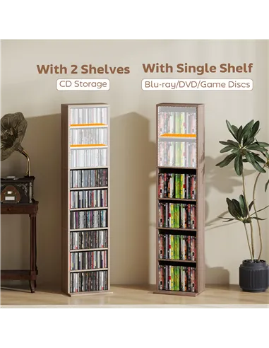 HOMCOM 260 Narrow CD Storage Unit - Natural Wood Finish