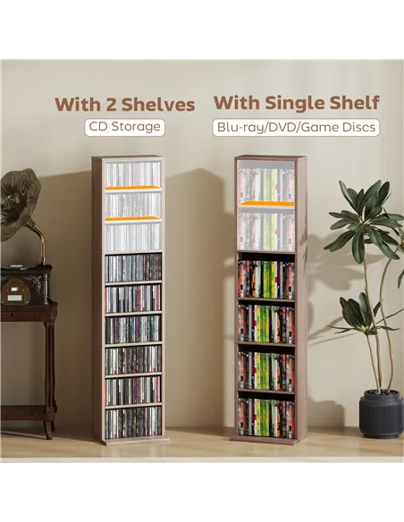 HOMCOM 260 Narrow CD Storage Unit - Natural Wood Finish