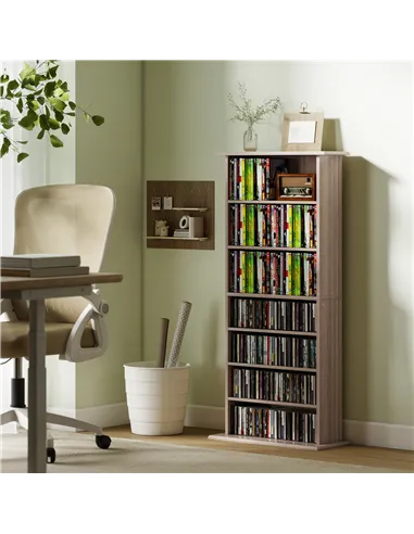 HOMCOM 360 CD Storage Unit - Natural Wood Finish