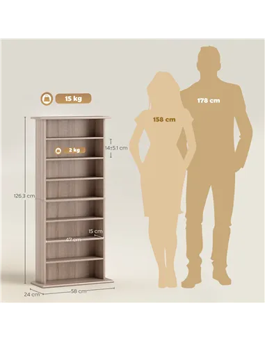 HOMCOM 360 CD Storage Unit - Natural Wood Finish